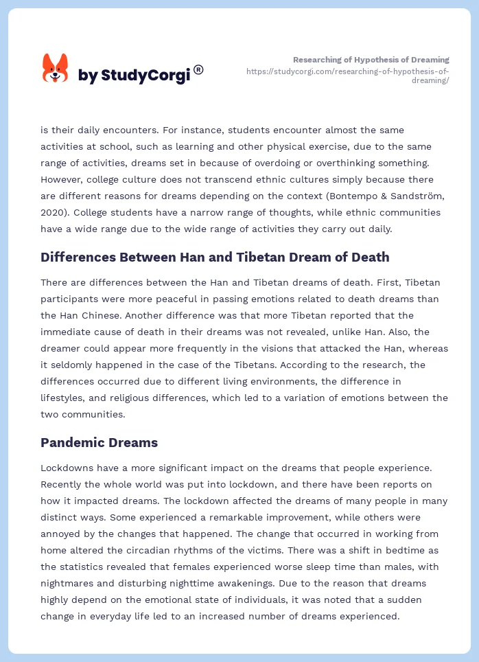 Researching of Hypothesis of Dreaming. Page 2