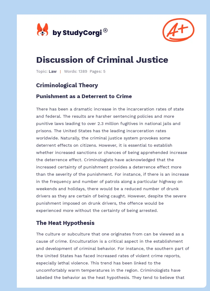 Discussion of Criminal Justice. Page 1