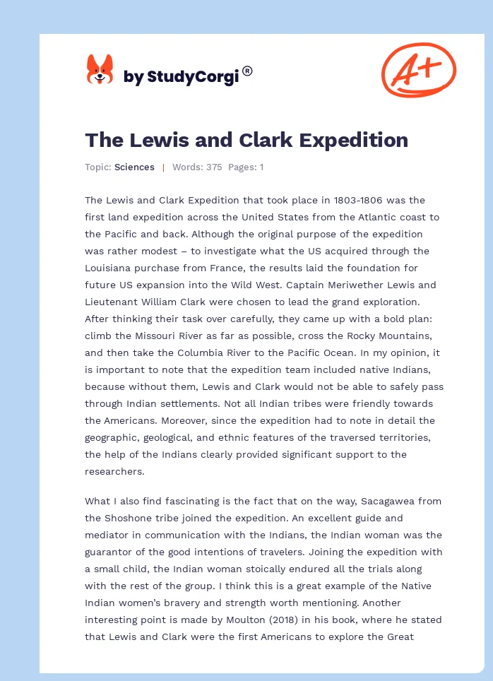 The Lewis and Clark Expedition. Page 1