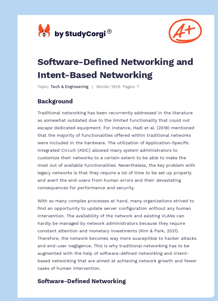 Software-Defined Networking and Intent-Based Networking. Page 1