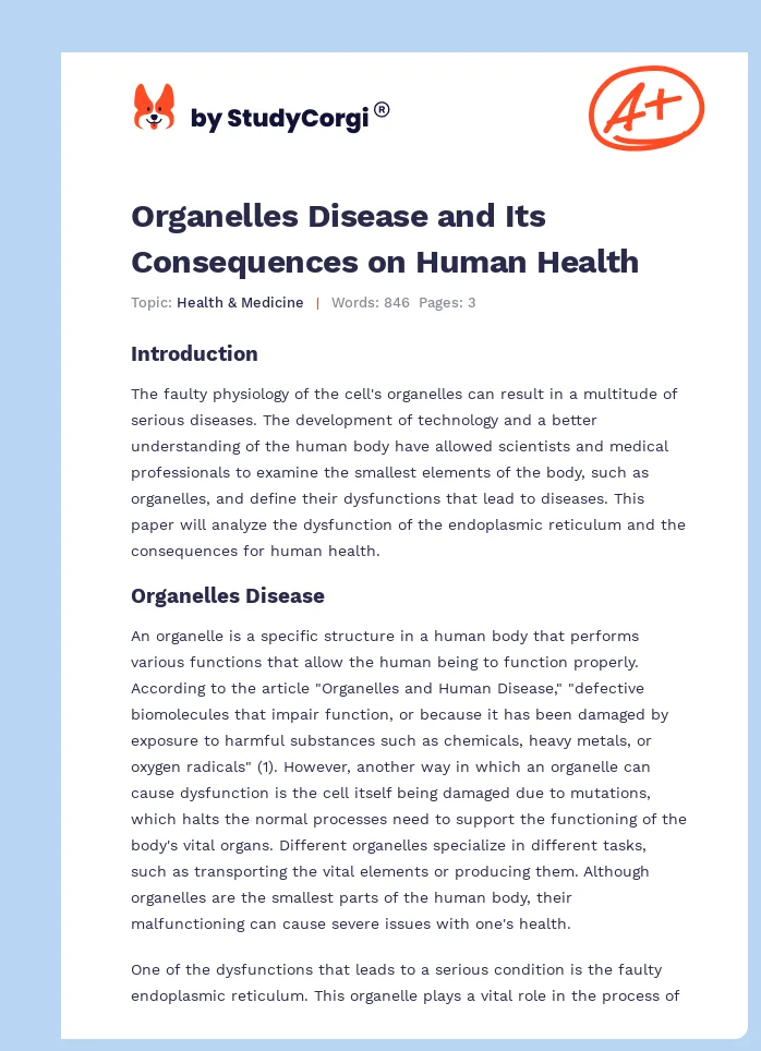 Organelles Disease and Its Consequences on Human Health. Page 1