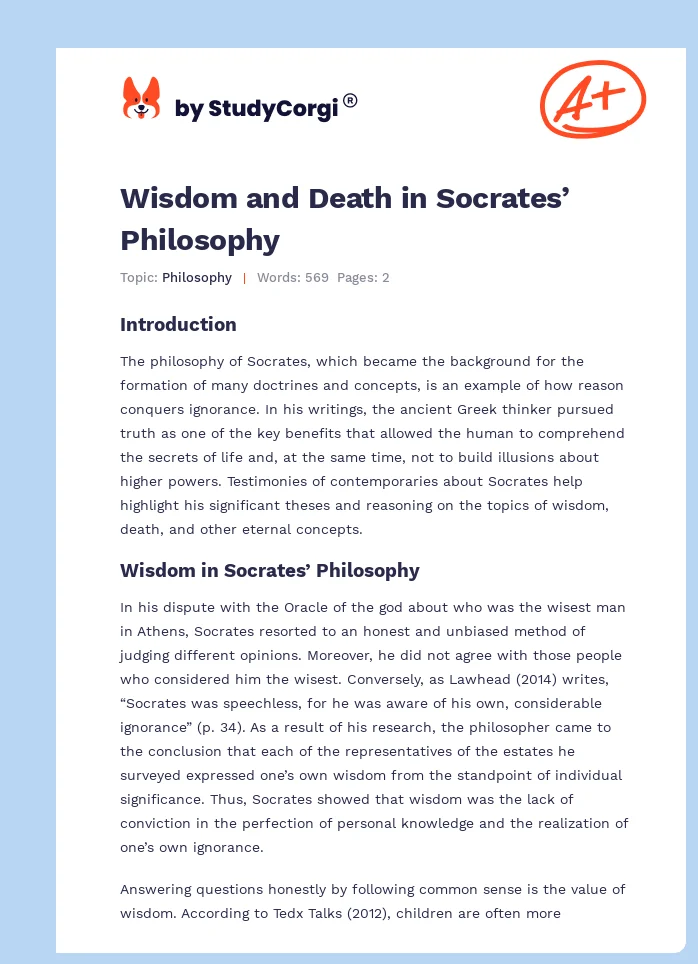 Wisdom and Death in Socrates’ Philosophy. Page 1