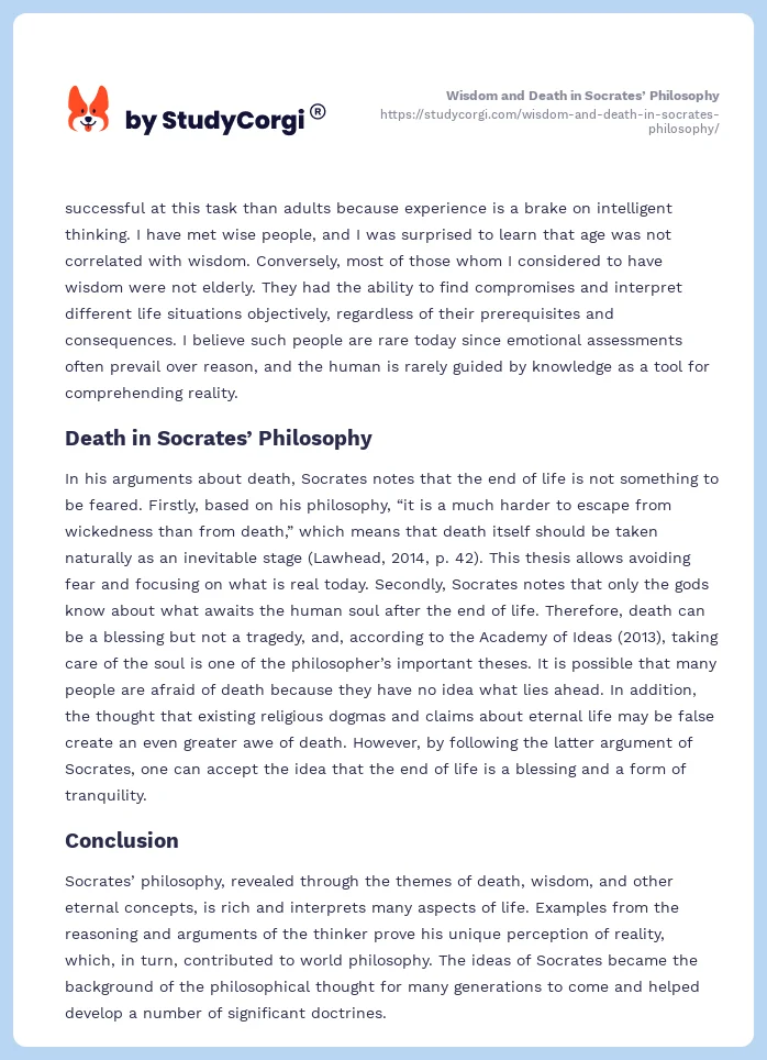 Wisdom and Death in Socrates’ Philosophy. Page 2
