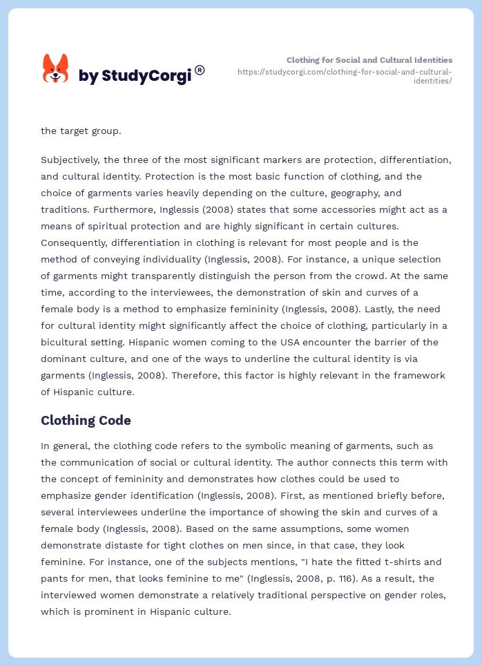 Clothing for Social and Cultural Identities. Page 2