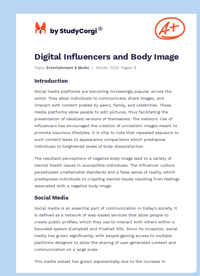 Digital Influencers and Body Image. Page 1