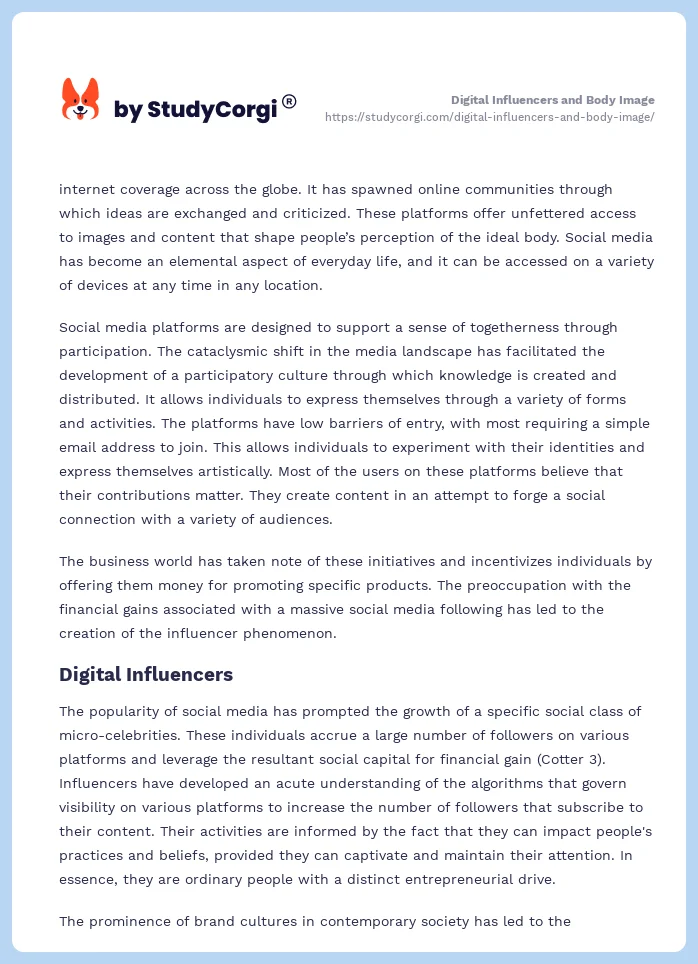 Digital Influencers and Body Image. Page 2