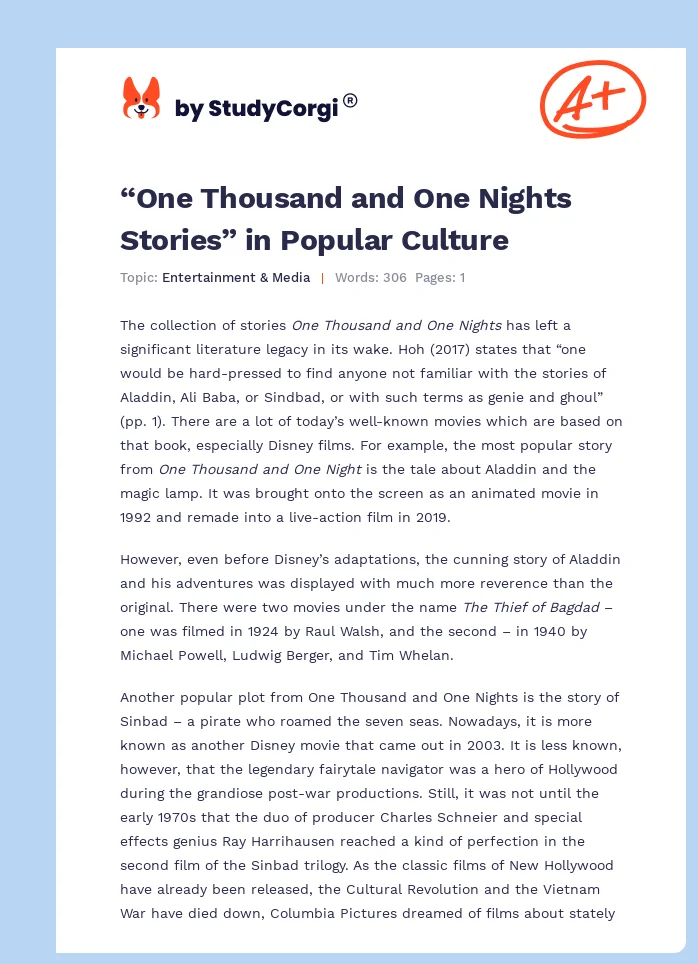 “One Thousand and One Nights Stories” in Popular Culture. Page 1