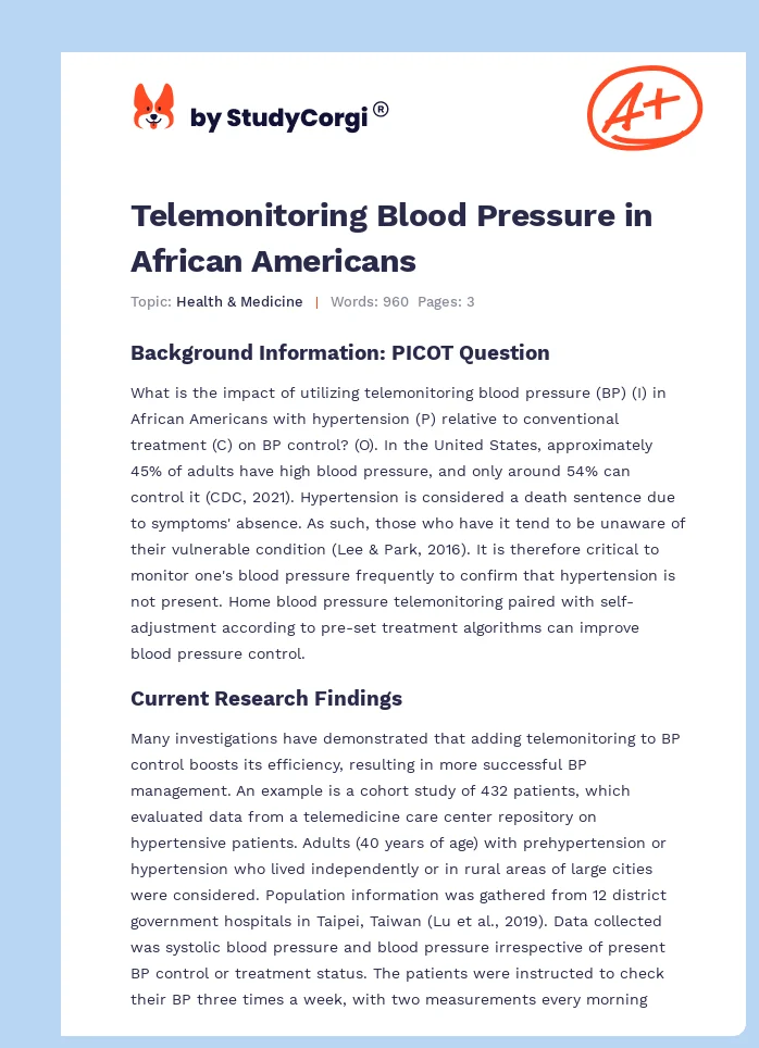 Telemonitoring Blood Pressure in African Americans. Page 1