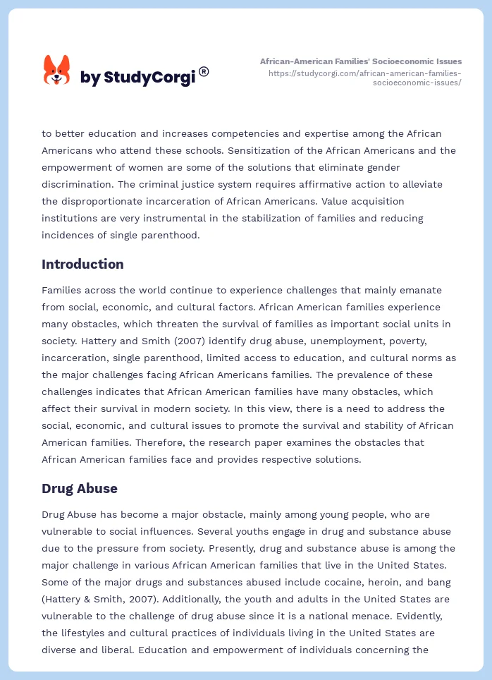 African-American Families' Socioeconomic Issues. Page 2