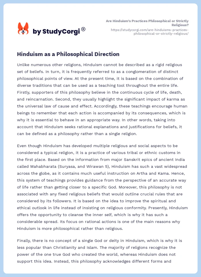 Are Hinduism’s Practices Philosophical or Strictly Religious?. Page 2
