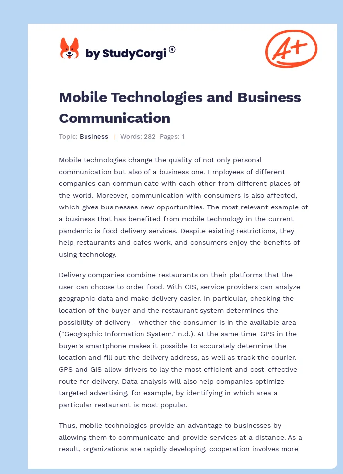 Mobile Technologies and Business Communication. Page 1