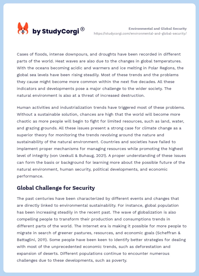 Environmental and Global Security. Page 2