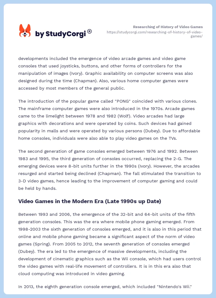 Researching of History of Video Games. Page 2
