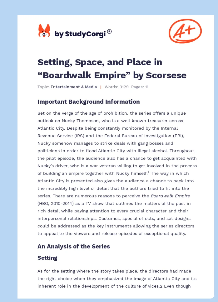 Setting, Space, and Place in “Boardwalk Empire” by Scorsese. Page 1