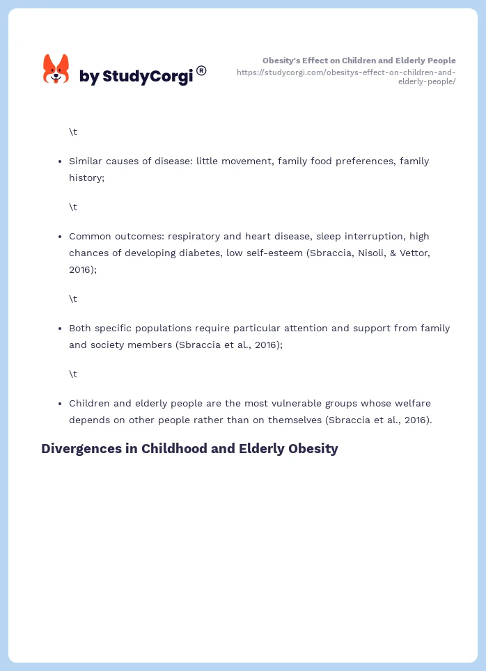 Obesity's Effect on Children and Elderly People. Page 2