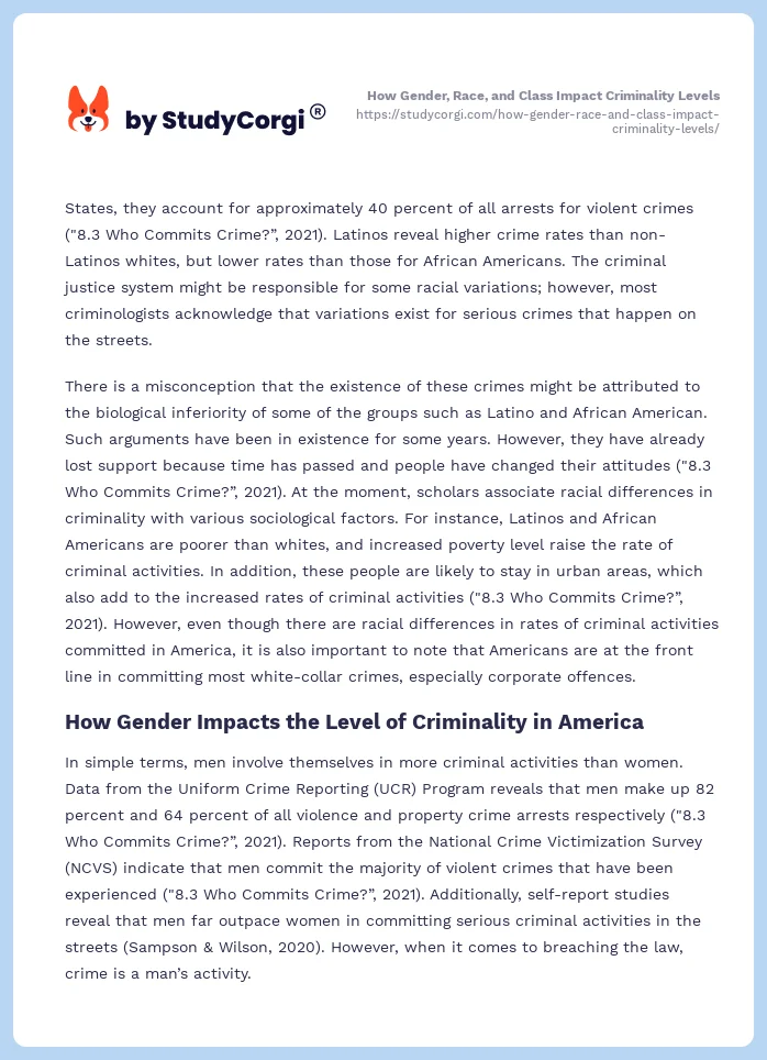 How Gender, Race, and Class Impact Criminality Levels. Page 2