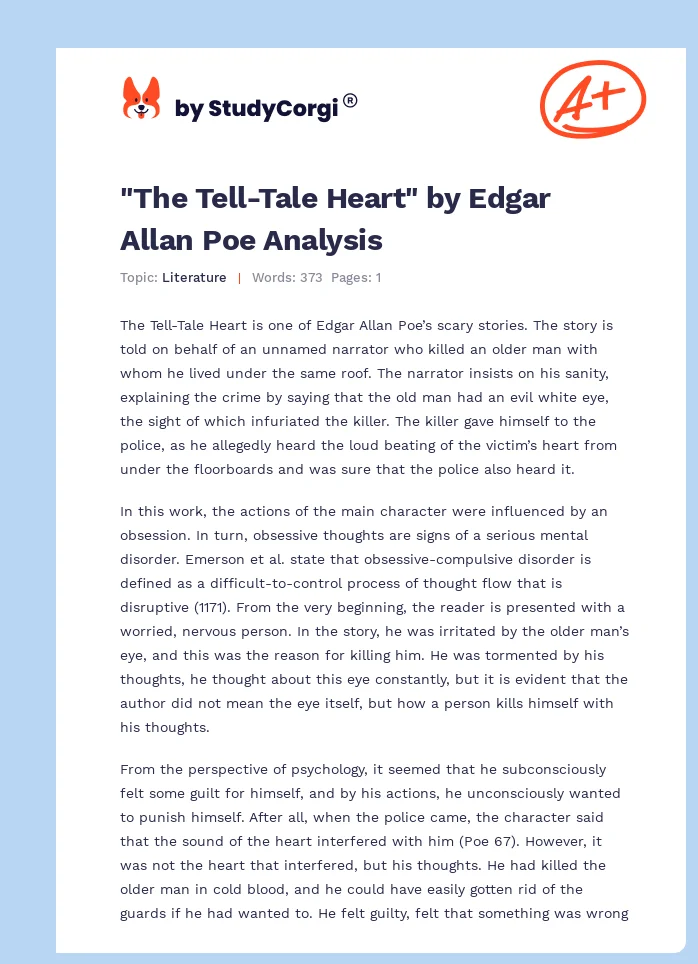 "The Tell-Tale Heart" by Edgar Allan Poe Analysis. Page 1