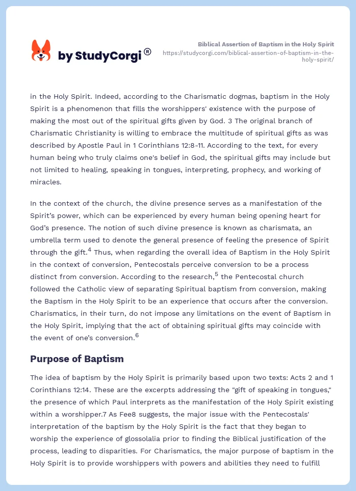 Biblical Assertion of Baptism in the Holy Spirit. Page 2