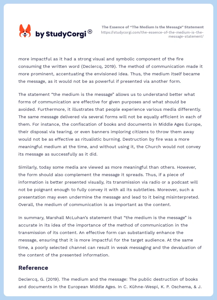 The Essence of “The Medium Is the Message” Statement. Page 2