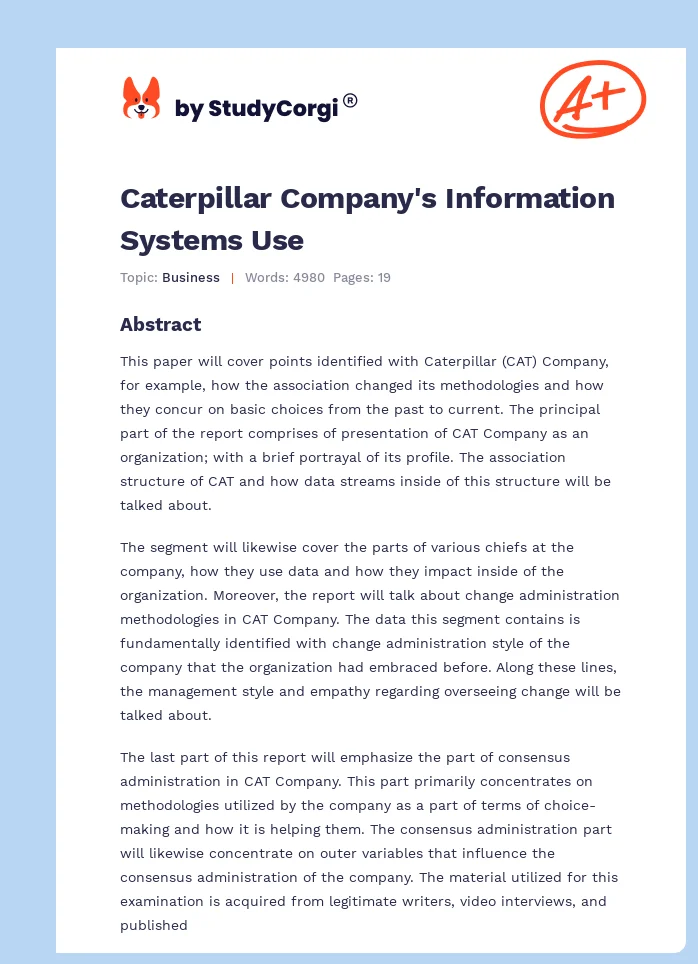 Caterpillar Company's Information Systems Use. Page 1