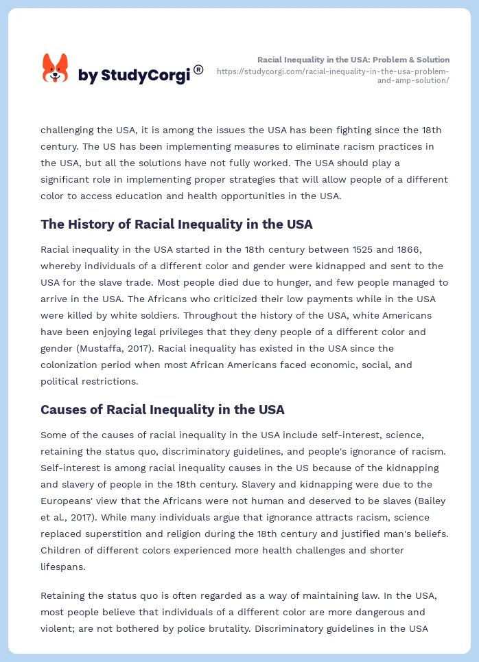 Racial Inequality in the USA: Problem & Solution. Page 2