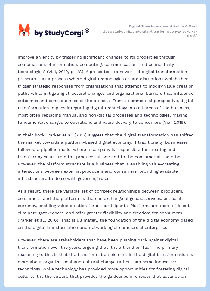 Digital Transformation: A Fad or A Must. Page 2