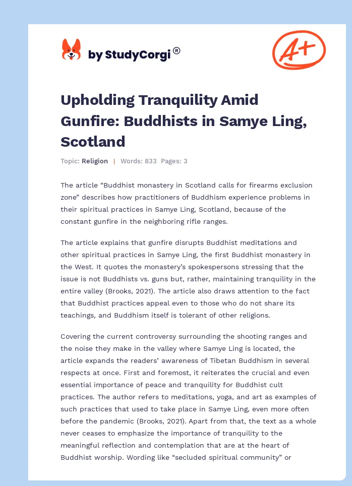 Upholding Tranquility Amid Gunfire: Buddhists in Samye Ling, Scotland. Page 1