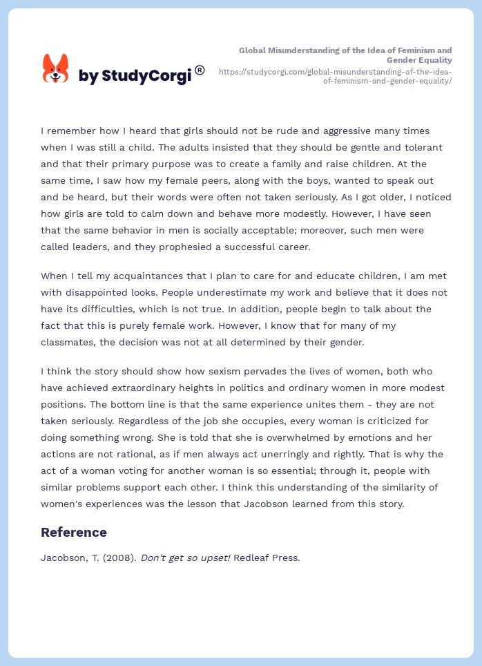 Global Misunderstanding of the Idea of Feminism and Gender Equality. Page 2