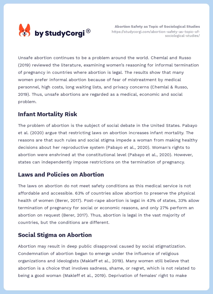 Abortion Safety as Topic of Sociological Studies. Page 2