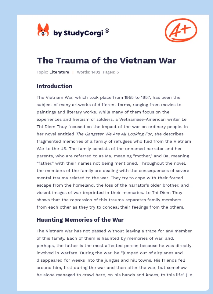 The Trauma of the Vietnam War. Page 1