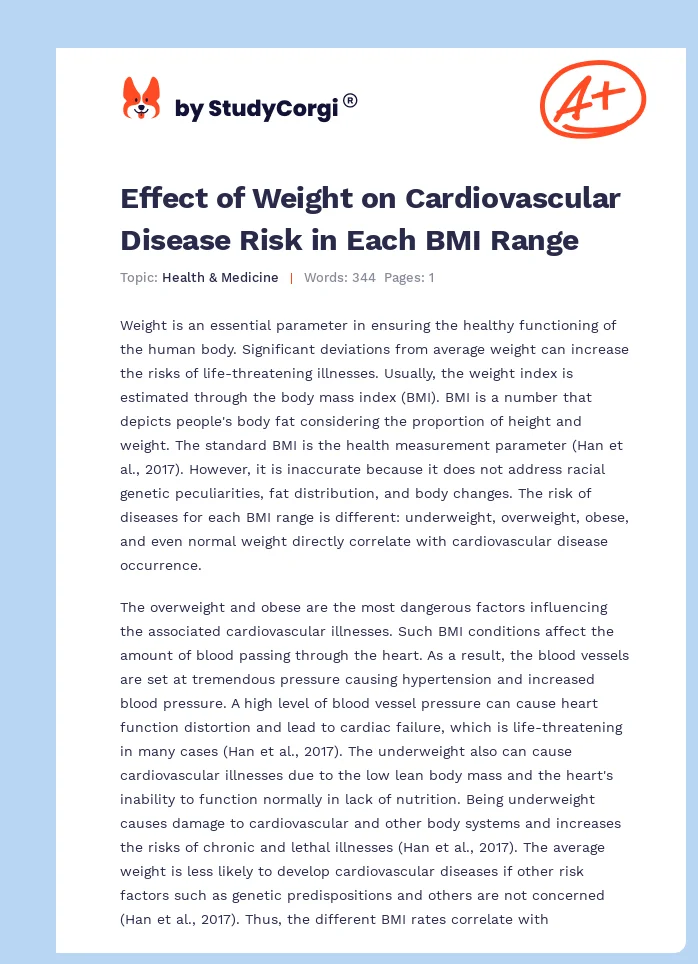Effect of Weight on Cardiovascular Disease Risk in Each BMI Range. Page 1
