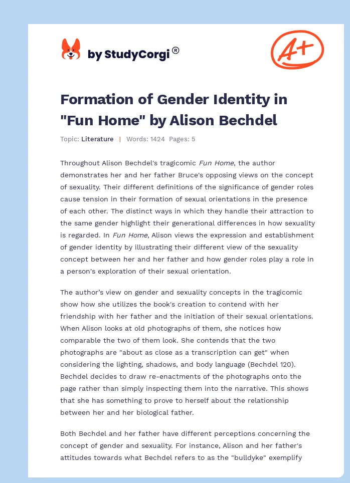 Formation of Gender Identity in "Fun Home" by Alison Bechdel. Page 1