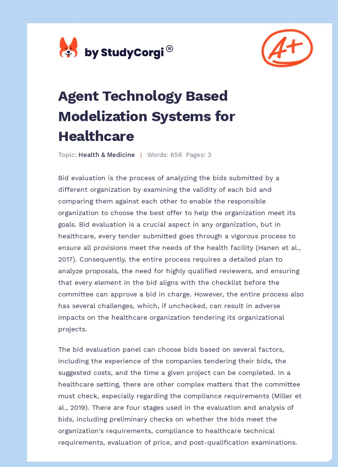 Agent Technology Based Modelization Systems for Healthcare. Page 1