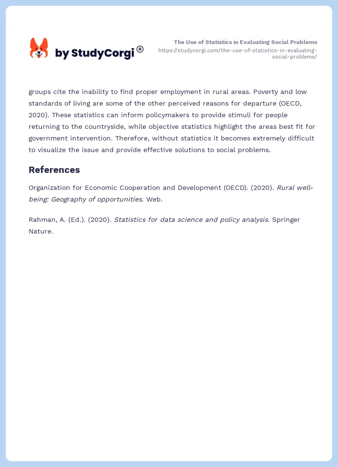 The Use of Statistics in Evaluating Social Problems. Page 2