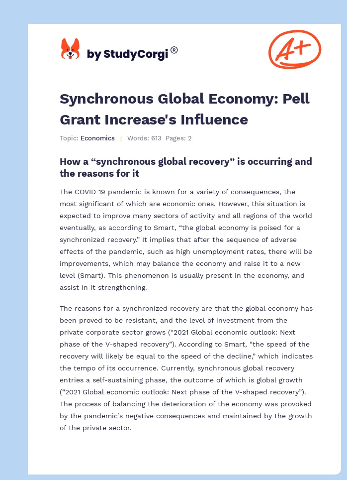Synchronous Global Economy: Pell Grant Increase's Influence. Page 1