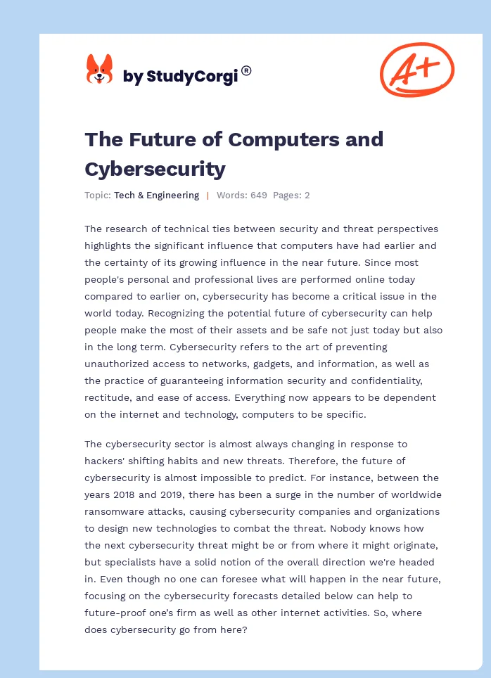The Future of Computers and Cybersecurity. Page 1