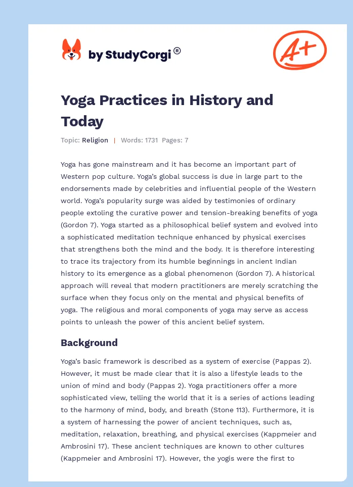 Yoga Practices in History and Today. Page 1