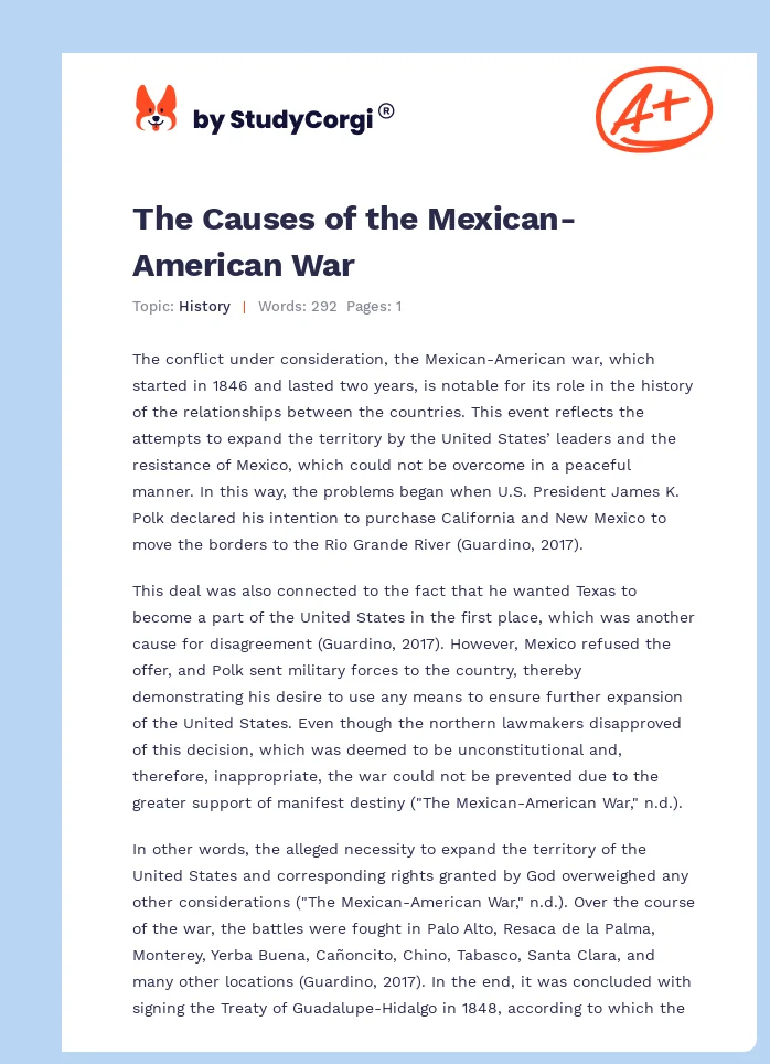 The Causes of the Mexican-American War. Page 1