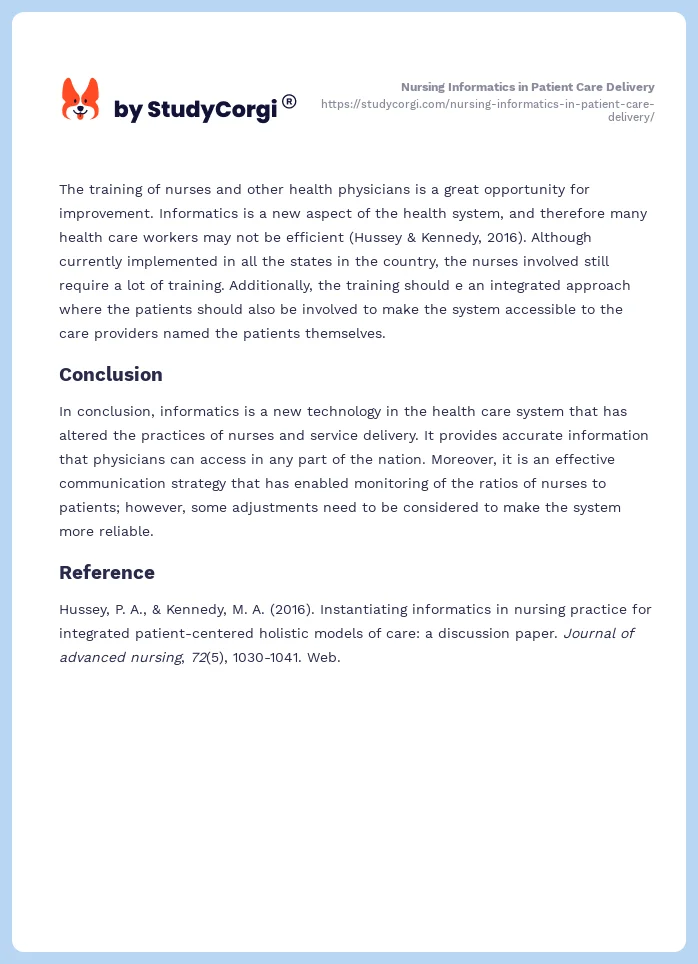 Nursing Informatics in Patient Care Delivery. Page 2