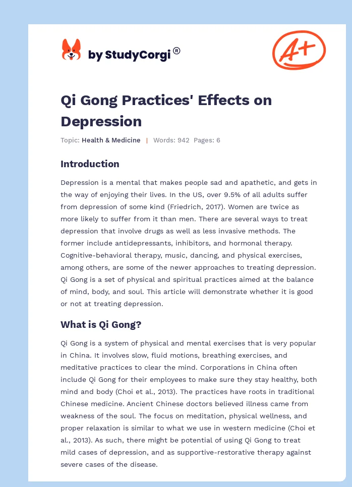 Qi Gong Practices' Effects on Depression. Page 1