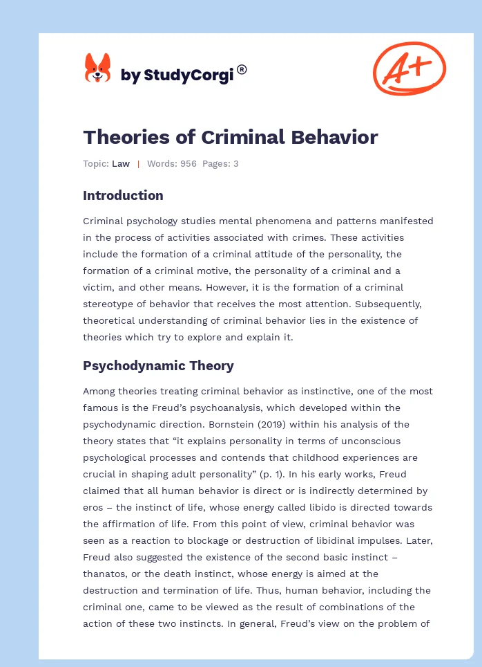 Theories of Criminal Behavior. Page 1