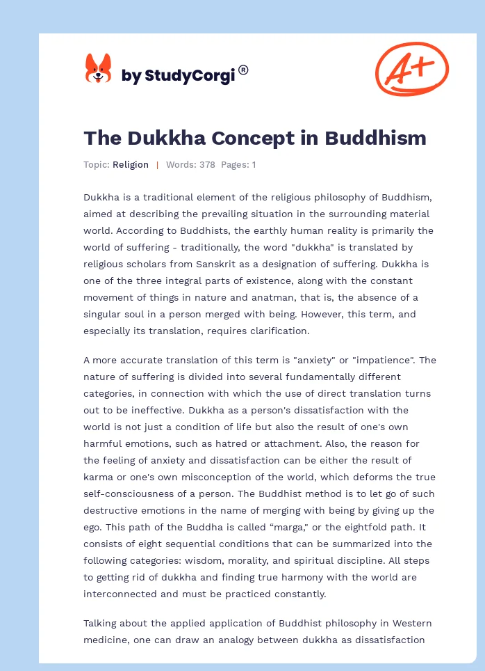 The Dukkha Concept in Buddhism. Page 1