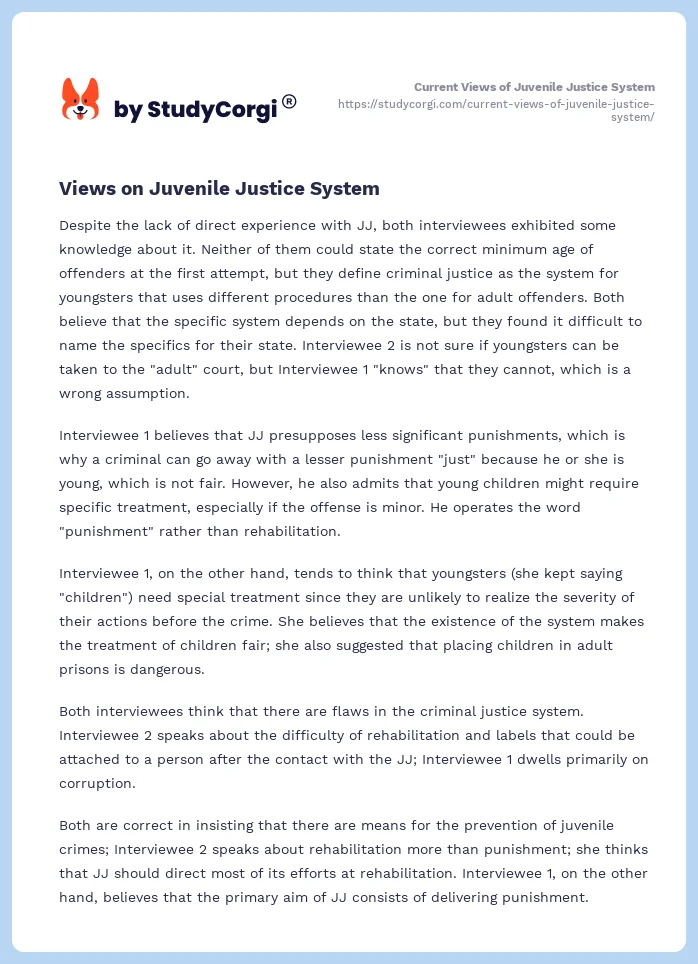 Current Views of Juvenile Justice System. Page 2