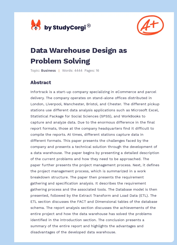 Data Warehouse Design as Problem Solving. Page 1