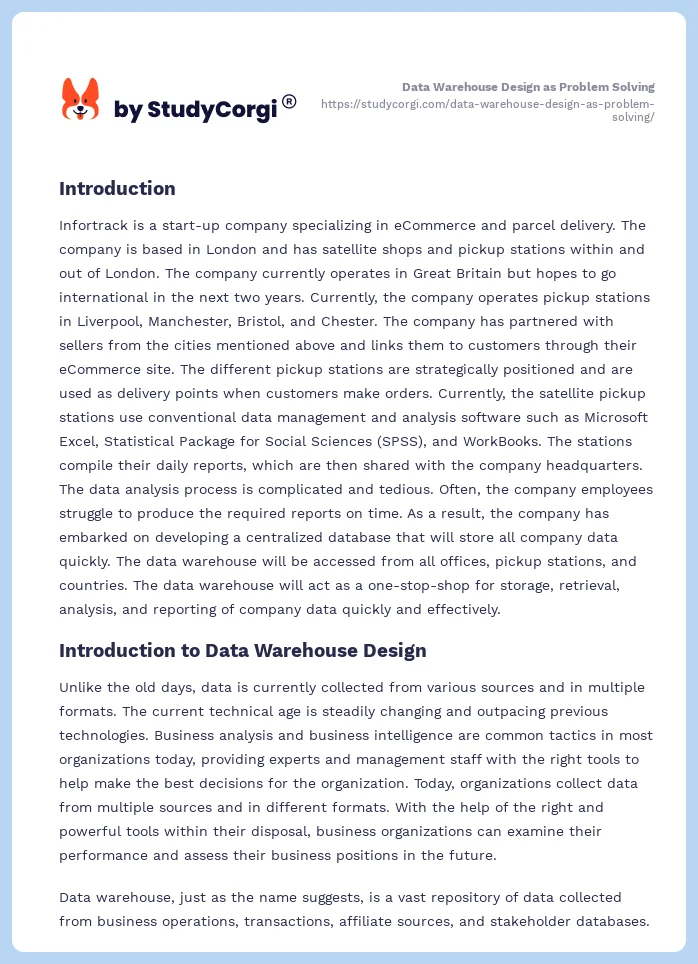 Data Warehouse Design as Problem Solving. Page 2