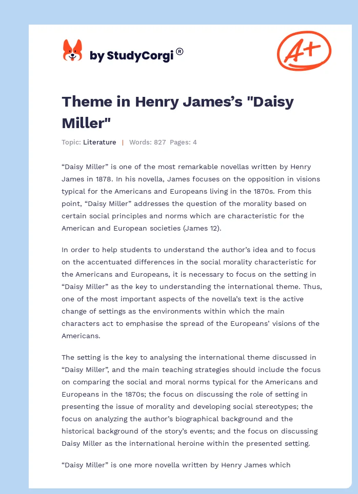 Theme in Henry James’s "Daisy Miller". Page 1
