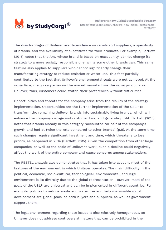 Unilever's New Global Sustainable Strategy. Page 2