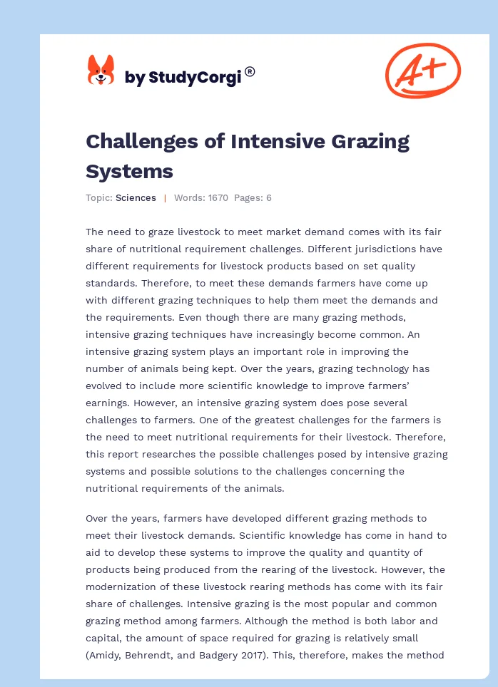Challenges of Intensive Grazing Systems. Page 1