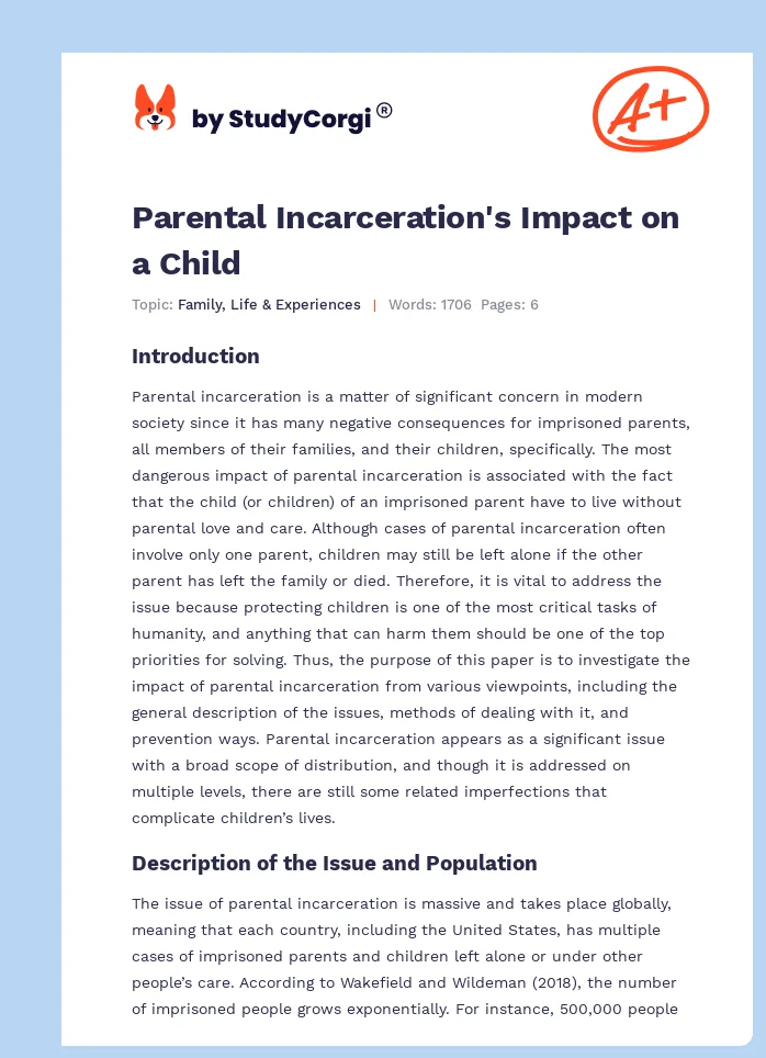 Parental Incarceration's Impact on a Child. Page 1