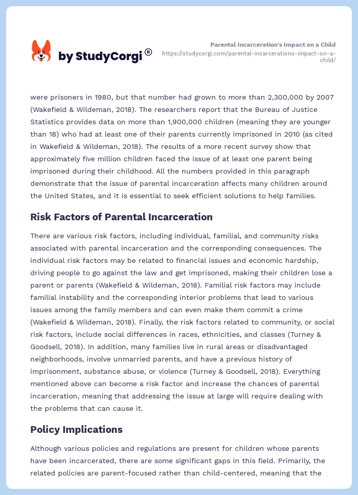 Parental Incarceration's Impact on a Child. Page 2